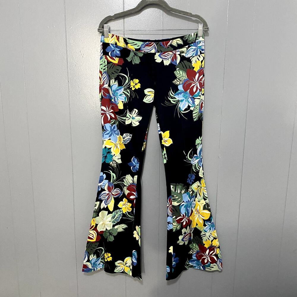 Alexis Calipso Black Kamilla Floral Print Mid Rise Cotton Flare Pants S